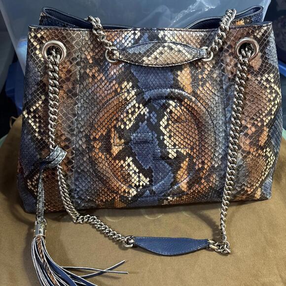 Gucci Python Large Soho Chain Hobo Beige Pristine Condition with dust bag - Picture 1 of 9